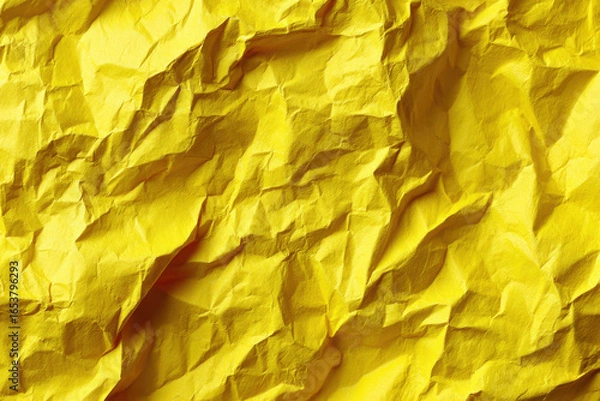 Fototapeta crumpled yellow paper sheet texture and background