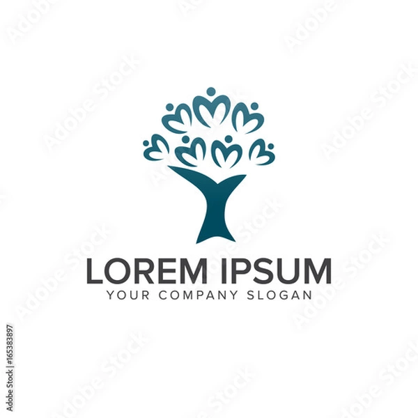 Fototapeta tree people Logos design concept template