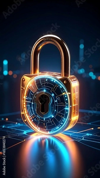Fototapeta Digital Lock Security System, Cyber Protection (1)