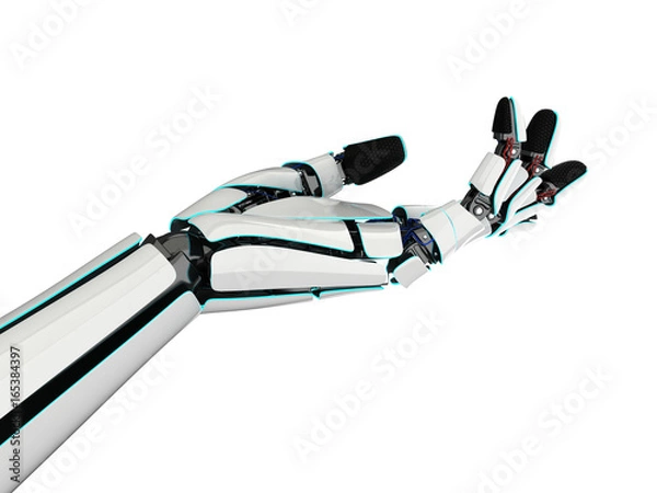 Fototapeta 3D rendering robotic hand on a white background