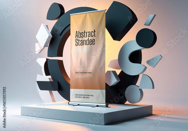 Fototapeta Abstract Roll Up Event Banner Standee Mockup