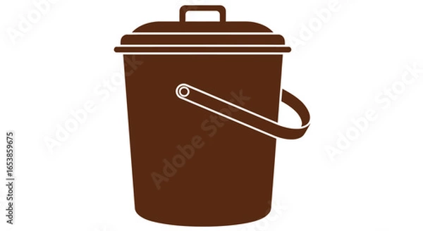 Fototapeta Brown compost bin with lid ideal for recycling organic waste in gardens and kitchens promoting eco-friendly practices and sustainable living suitable for environmental awareness campaigns
