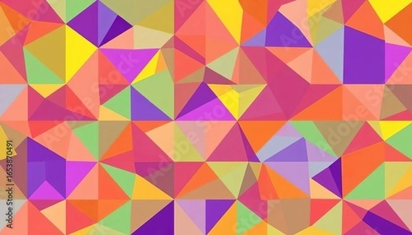 Fototapeta Abstract geometric seamless pattern featuring various sized triangles in vibrant colors,  textile,  surface