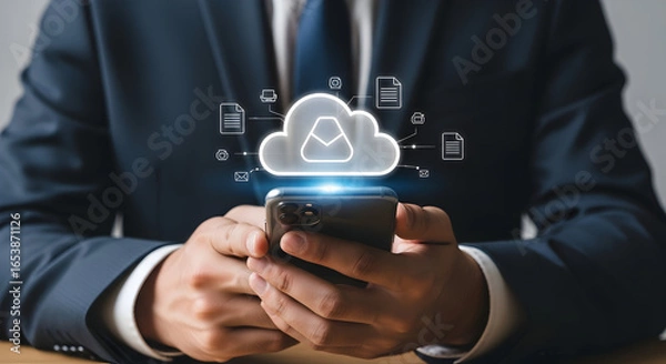 Fototapeta Seamless Mobile Access to Corporate Cloud Storage and Document Management