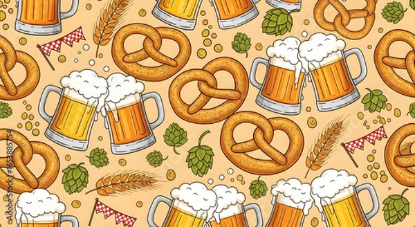Fototapeta Beer pretzel pattern design