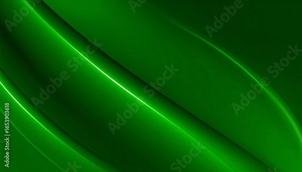 Obraz Green Abstract Curves, Smooth Surface, Dark Background