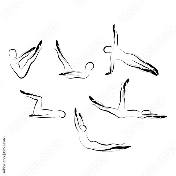 Obraz Set of abstract pilates poses