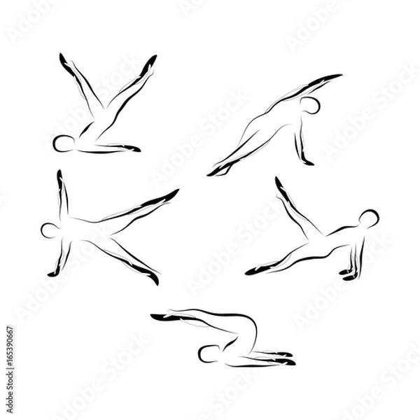 Obraz Set of abstract pilates poses