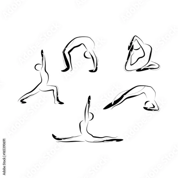 Obraz Set of abstract yoga poses