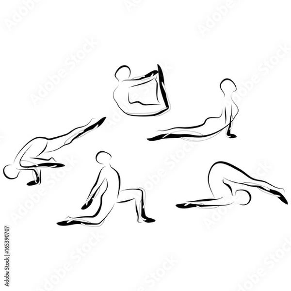 Obraz Set of abstract yoga poses