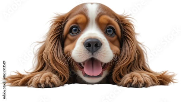 Obraz Adorable puppy with expressive eyes and fluffy fur showcasing a joyful playful dog face perfect for pet lovers and adorable animal photography