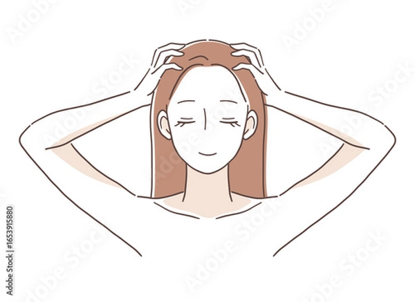 Obraz 頭をマッサージする女性のイラスト素材