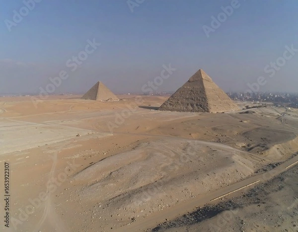 Obraz Desert panorama with ancient pyramids