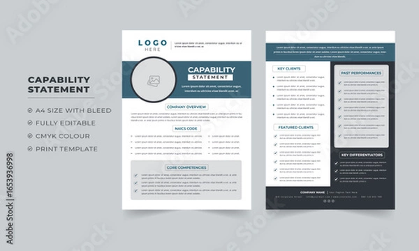Fototapeta capability statement Template Design and Colorful layout for your company or capability statement Colorful layout