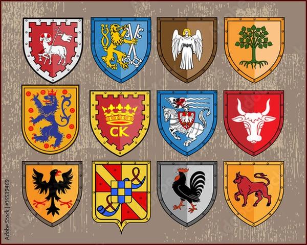 Fototapeta Heraldic elements - shields
