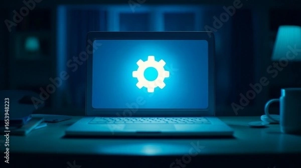 Fototapeta Laptop screen configuration settings image