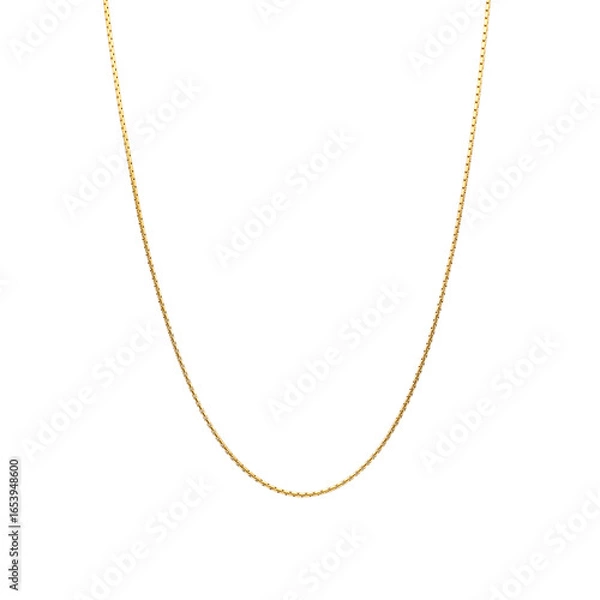 Fototapeta A simple and elegant gold chain necklace on a clean white background. minimalist jewelry piece with fine detail and luxurious finish. Ideal for use in e-commerce, fashion catalogs or editorial content