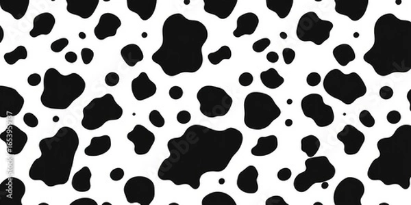 Obraz Seamless vector cow print pattern, black and white, spots, dairy, farm animal,  seamless,  element