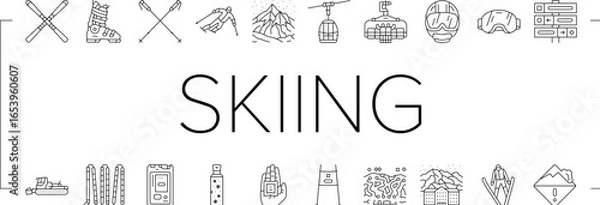Fototapeta alpine skiing snow slalom icons set vector