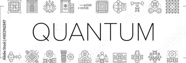 Fototapeta quantum computer qubit icons set vector