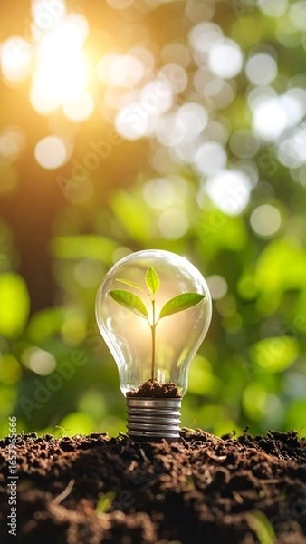 Obraz A small plant sprouts inside a lightbulb