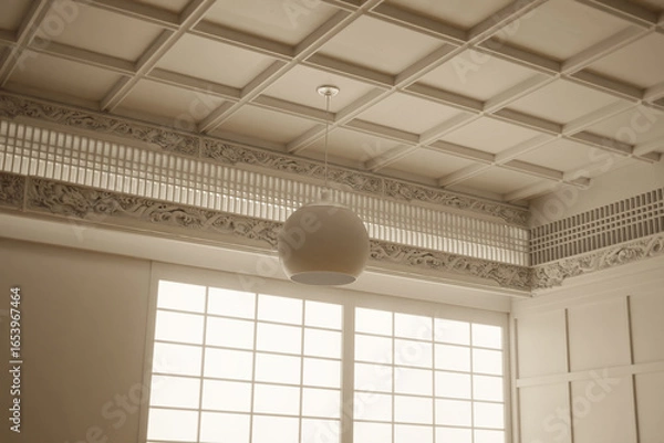 Fototapeta 3D Rendering of Japanese Gotenjo ceiling in complete white color