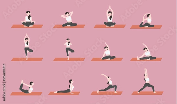 Fototapeta 요가 포즈 모음