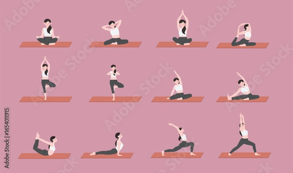 Fototapeta 요가 포즈 모음
