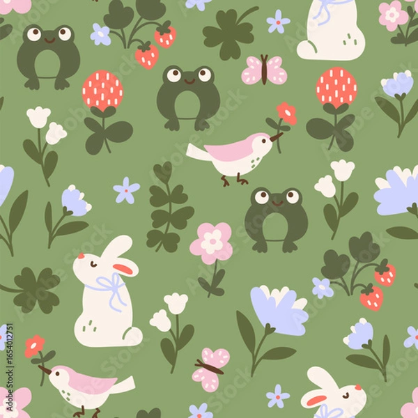 Obraz Summer floral background with animals