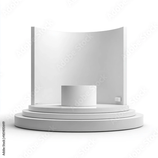 Fototapeta White Trade Show Display Stand Mockup, Studio Background