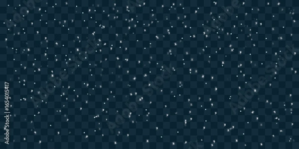 Fototapeta Winter blizzard. Snowflakes falling down. Snowy air flow. Realistic 3d vector illustration isolated on a transparent background.