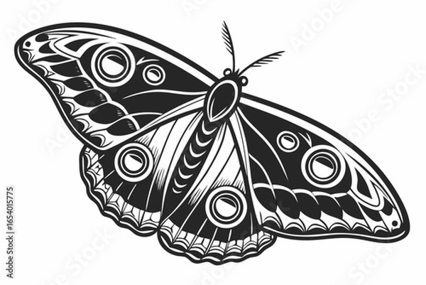 Fototapeta Detailed moth illustration isolated on white background for design needs