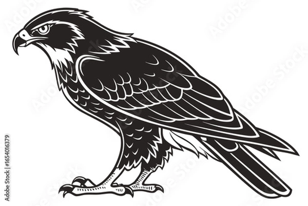 Fototapeta Detailed vector illustration of a hawk isolated on white background