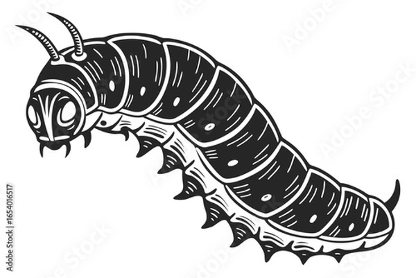 Fototapeta Illustration of a caterpillar isolated on white background, a crawling insect