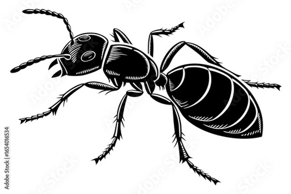 Fototapeta Illustration of an ant isolated on white background, a crawling insect