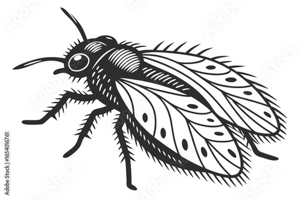 Fototapeta Drain fly insect vector drawing isolated on white background