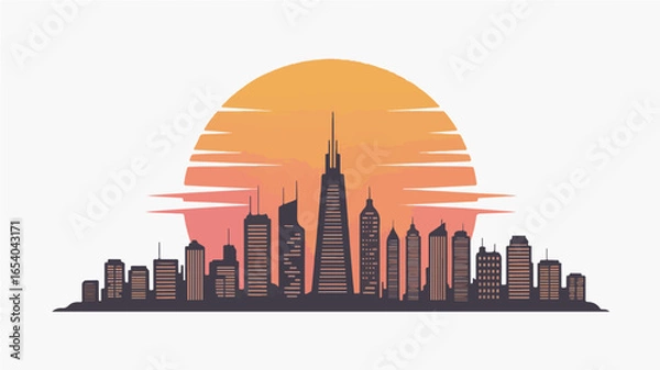 Obraz City Skyline at sunset 