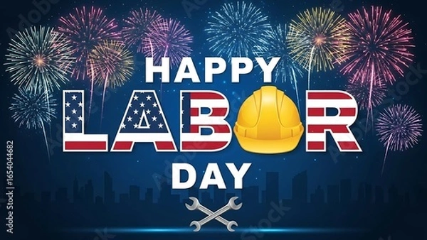 Fototapeta Celebrate Labor Day with vibrant fireworks and American pride, honoring hard work and dedication with festive cheer and patriotic spirit