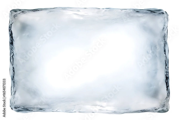 Obraz Frosted rectangular ice frame with textured edges isolated on a transparent background