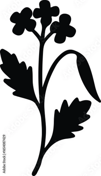 Fototapeta Vector Illustrator Simple Floral Element Blossom Branch Elegant Silhouette