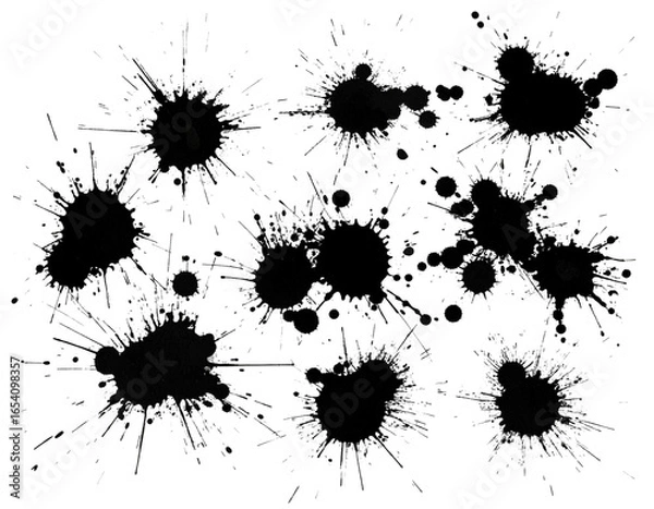 Fototapeta Black ink grunge splash vector illustration for design element