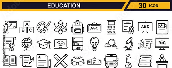 Fototapeta Vector art of education icons isolated on white background