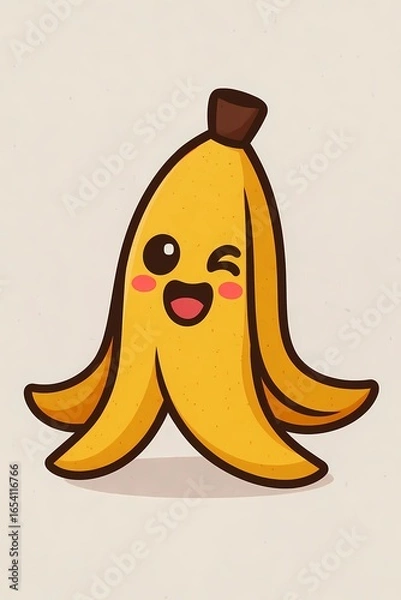 Obraz cute, blinking banana peel