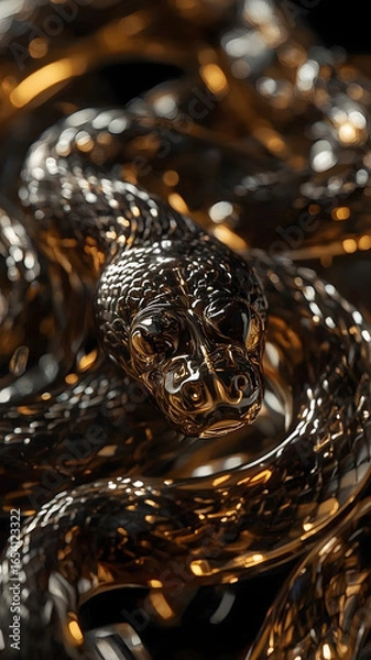 Obraz gold snake on a black background