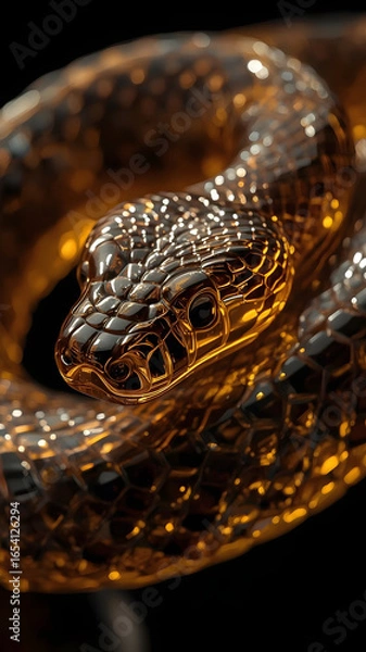 Obraz golden snake with diamonds