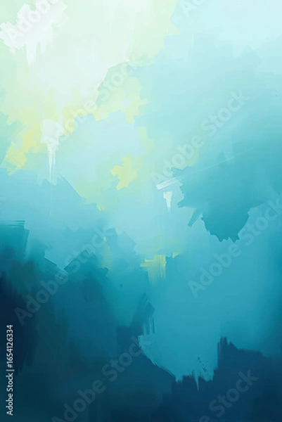 Fototapeta abstract blue green gradient painting with textured brush strokes creating modern artistic background and wide empty copy space for text concept of digital art, creative design, visual marketing