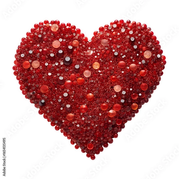 Fototapeta 
heart with red sequins texture, isolated on transparent background