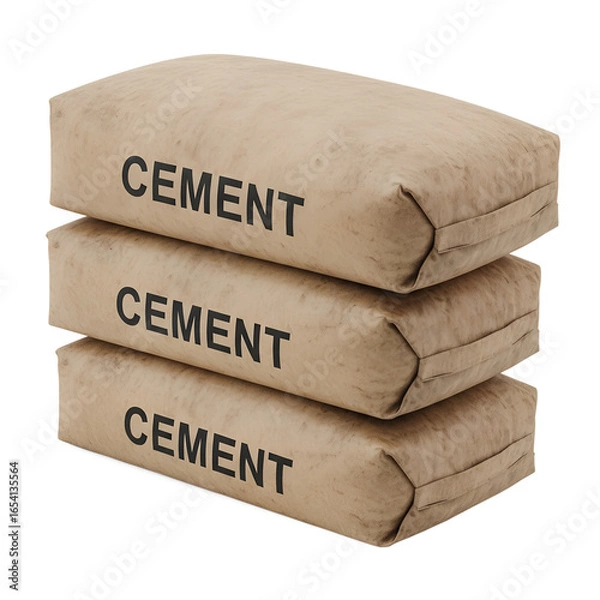 Fototapeta 
stack of paper bags with cement isolated on transparent background