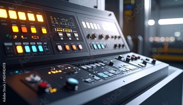 Obraz 工場制御室の操作パネル