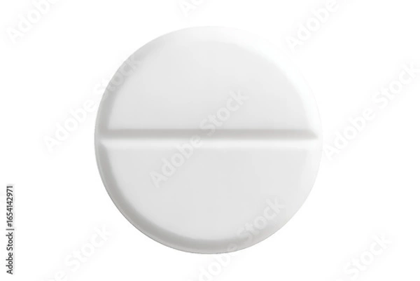 Fototapeta White round tablet isolated on white background, without background 